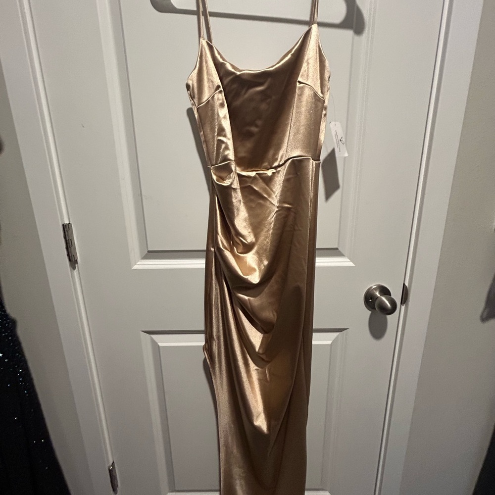 Windsor Gold Slip Dress Spaghetti Strap Cocktail